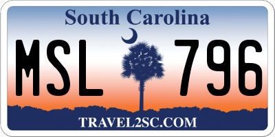 SC license plate MSL796