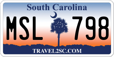 SC license plate MSL798
