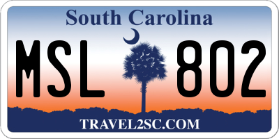 SC license plate MSL802