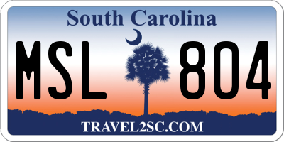 SC license plate MSL804