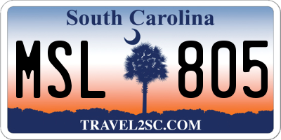 SC license plate MSL805