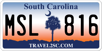 SC license plate MSL816