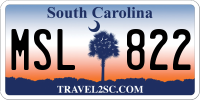 SC license plate MSL822