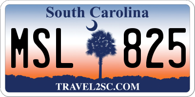 SC license plate MSL825