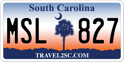 SC license plate MSL827
