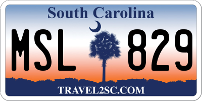 SC license plate MSL829
