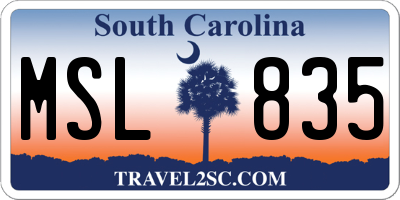 SC license plate MSL835