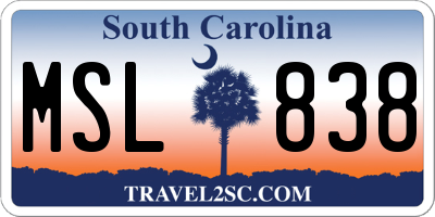 SC license plate MSL838