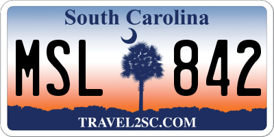SC license plate MSL842
