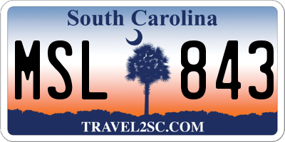 SC license plate MSL843