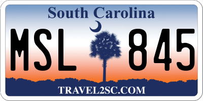 SC license plate MSL845