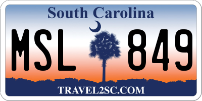 SC license plate MSL849