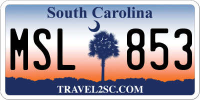 SC license plate MSL853