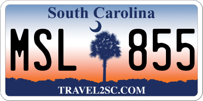 SC license plate MSL855