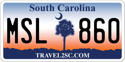 SC license plate MSL860