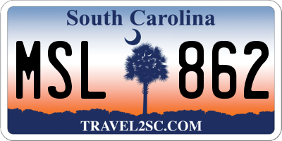 SC license plate MSL862