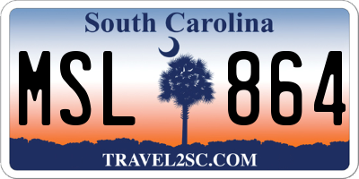 SC license plate MSL864