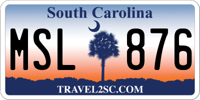 SC license plate MSL876