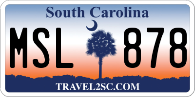 SC license plate MSL878
