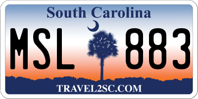 SC license plate MSL883