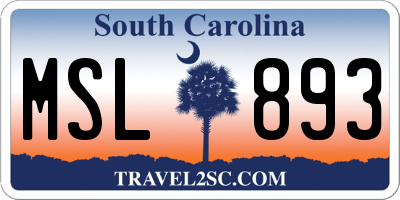 SC license plate MSL893