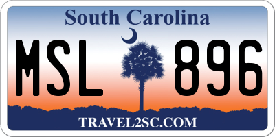 SC license plate MSL896