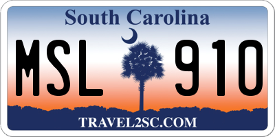 SC license plate MSL910