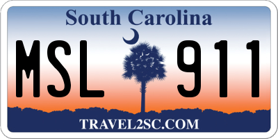 SC license plate MSL911