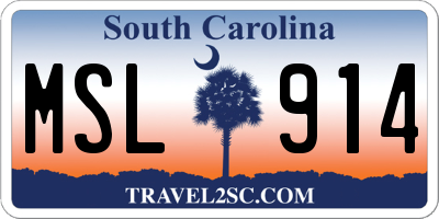 SC license plate MSL914