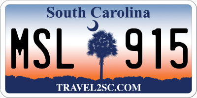SC license plate MSL915