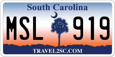 SC license plate MSL919