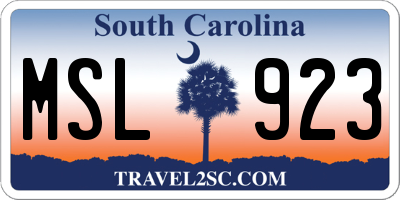SC license plate MSL923