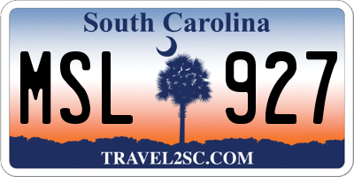 SC license plate MSL927
