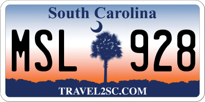 SC license plate MSL928