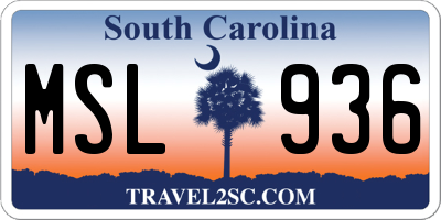 SC license plate MSL936