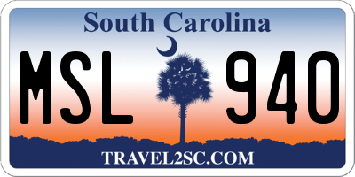 SC license plate MSL940