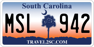 SC license plate MSL942