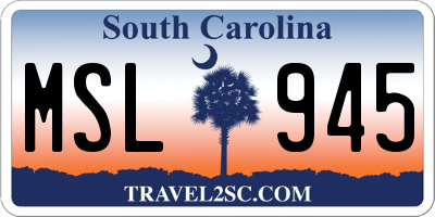 SC license plate MSL945