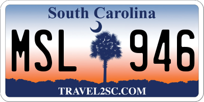 SC license plate MSL946