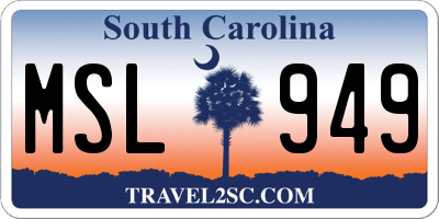 SC license plate MSL949