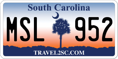 SC license plate MSL952