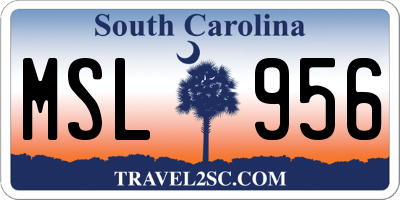 SC license plate MSL956