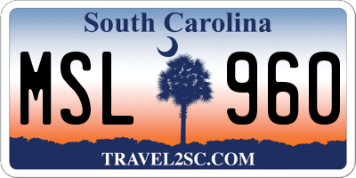 SC license plate MSL960