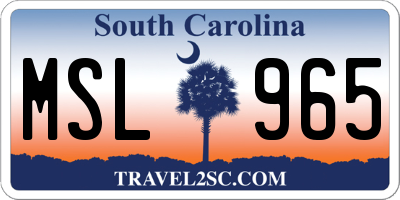 SC license plate MSL965