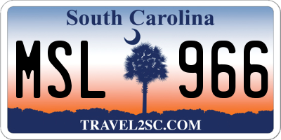 SC license plate MSL966