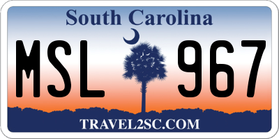 SC license plate MSL967