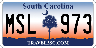 SC license plate MSL973