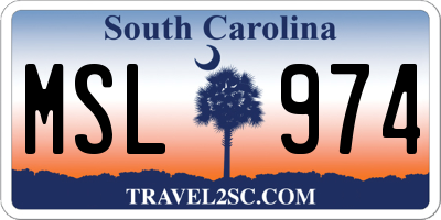 SC license plate MSL974