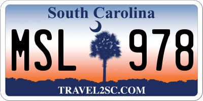 SC license plate MSL978