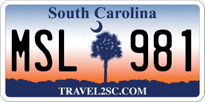 SC license plate MSL981